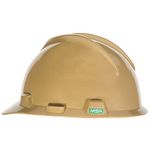 MSA Safety 464852 Polyethylene V-Gard Slotted Protective Cap with Staz-On Suspension, Standard, Gray, Gold