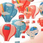 10pcs Colorful Cartoon Paper Hot Air Balloon Ceiling Hanging Ornaments Decorative for Baby Shower Kindergarten Party