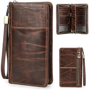 CataPurus Top Grain Leather Travel Passport Wallet Holder for Man & Woman, Handmade with Three-Layer for 4 Passports & Multi Cards, RFID Blocking Large Capacity for Cards/Passports/Tickets, Brown