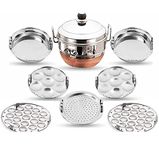 IM ENTERPRISE Stainless Steel Idli Cooker Multi Kadai Steamer with Copper Bottom All-in-One Big Size 5 Plate 2 Idli | 2 Mini Idli | 2 Dhokla | 1 Patra | Momo's | 5 in 1 | 28.5 cm Dia.