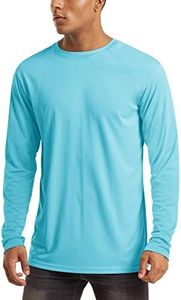 UPF 50 Sun Protection Shirts for Men - Long Sleeve UV Protection Quick Dry Athletic Hiking Shirts - Ice Blue