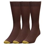 Gold Toe Men's Metropolitan Dress Sock 3 Pack, Brown, Size 12-16