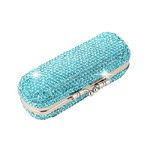 AsAlways Shiny Rhinestone Crystal Portable Lipstick Case with Mirror Portable Bling Diamonds Makeup Cosmetic Storage Holder for Travel Ladies Fashion(Sky Blue)