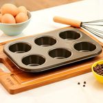 10Club 6-Compartment Cupcake Tray for Baking | Non-Stick Muffin Tray | Heat Resistant, Oven Safe Cupcake Mould | BPA and PFOA Free Cupcake Mould | 10inch | Black | Muffin Mould for Baking