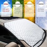 WeFine Car Windscreen Frost Cover Heavy Duty Windscreen Frost Protector Snow Ice Frost Sun UV Dust Water Resistent Pefect Fit for Cars SUVs in all Weather(140x90cm)