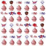 24pcs Baseball Cupcake Topper Pick, Edible Baseball Birthday Supplies Colorful Baseball Players Food Flags Baseball Party Cake Decorations Supplies for Baby Shower