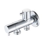 GRIFEMA COMPLENTO-G153 Shut-Off-on Angle Valve/Diverter for Bathtub/Bathroom/Kitchen/Shower Mixer Tap, Wall Connection 1/2 Inch with Dual Lever, 3/8 and 1/2 Inch Outflow, Chrome