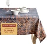 Maison d' Hermine 100% Cotton Table Cover - 70"x140" Rectangle Decorative Tablecloth - Washable Tablecloths for Dining, Farmhouse & Party - for Thanksgiving & Christmas - Imperfection Collection