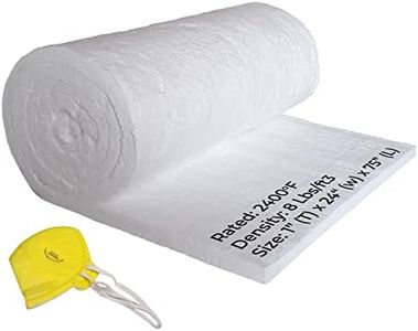 Ceramic Fiber Insulation Blanket - 1" x 24" x 75" - 8# Density 2400F - Fireproof Insulation Blanket for Forge Furnace Stove Pizza Oven Kiln Chimney Fireplace Insulation, Dishwasher Insulation Blanket