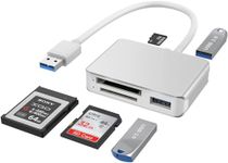 XQD/SD/Micro SD Card Reader, Memory Multi-Card Reader/Writer/Adapter with 2 USB3.0 Port, Support Sony G/M Series Lexar 2933x/1400x USB Mark XQD Card, SD/SDHC/TF Card for Windows/Linux/Mac OS/Vista