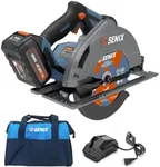 SENIX X2 20V Max* 7-1/4" Cordless Circular Saw, 4200RPM Brushless Motor, Led Work Light, 55 Degree Bevel, 4.0Ah Battery, Charger & Storage Bag Included (PSCX2-M3)