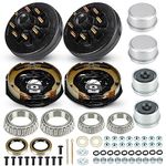 Trailer Axle Electric Brake Kit, Pair of 8-6.5" Bolt Circle Brake Drum with 12" x 2"-1/4 Adjusting Electric Brakes for 5200-7000 lb Axles, Replacement 12” Brake Hub Drum Assembly