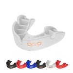 OPRO Bronze Level Adult and Kids Sports Mouthguard with Case and Fitting Device, Gum Shield for Hockey, Lacrosse, Rugby, MMA, Boxing and Other Contact and Combat Sports (White, Adult)