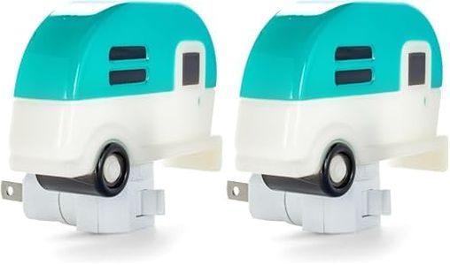 Camco Camper Nightlight | Features A 360-Degree Swivel Base | Includes (1) 120V LED Bulb | Blue Color (53103),One Size (Pack of 2)