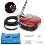 Oasser Airbrush Compressor Kit, Dual Action Airbrush Suit with Rechargeable 1000mAh Lithium Battery, 0.3mm Nozzle and 7CC Cup, Spray Airbrush Gun for Model, Tattoo, Manicure, Cake, Painting