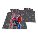 Charlotte Andersen Spiderman Double Bedding Polycotton Set | Official Marvel Duvet Cover & Pillowcases | 200x200cm Reversible Quilt Cover | Durable & Soft | Machine Washable (Grey, Double)