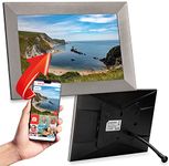 Grouptronics Gallery10 Easy To Use Wi-Fi Digital Photo Frame – 10 Inch, Send Photo or Video Via Free Phone App - Touch Screen, Auto Sleep & Rotate, Bendy Stand, Landscape or Portrait, 16GB - Silver