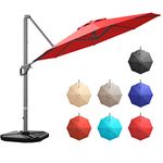 Tangkula 11 Ft Patio Cantilever Umbrella, Aluminum Hanging Offset Umbrella w/ 360° Rotation, Tilt System & Extra Weight Base Stand, PA Coated Outdoor Cantilever Market Umbrella for Backyard Deck Poolside (Wine)