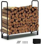 4.3FT Outdoor Firewood Rack with Cover, 1/4 Cord of Firewood for Outsid, Heavy Duty Firewood Holder & Waterproof Cover for Fireplace, Patio, Log Storage Rack for Firewood