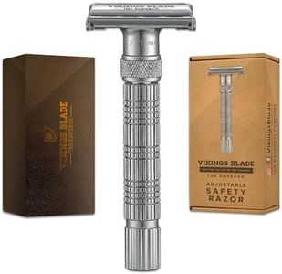 VIKINGS BLADE Adjustable Double Edge Safety Razor + Luxury Case. Smooth, Reusable, Eco-Friendly (The Emperor “Frosted Chrome”)