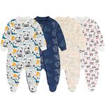 Baby Boys Girls Footed Onesies Sleepsuit 2-way Zip Pajamas for Play and Sleep ,3-6 Months