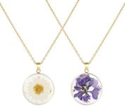 MWOOT 2 Pieces Pressed Flower Neckl