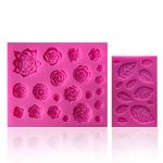 SIENON 33 Cavity Rose Flowers and Leaves Fondant Candy Silicone Molds Chocolate Moulds for Sugarcraft, Cupcake Toppers, Soap, Polymer Clay, Crafting Projects，Wedding and Birthday Cake Decorations