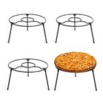 HOHIYA 4pc Pizza Pan Riser Stands Holder Black Metal Table Food Platter Tray Display Racks for Restaurant, Home Decorations and Party