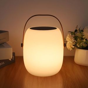 ZWOOS Lampe de Table Sans Fil, Énergie Solaire/Rechargeable par USB, Lampe a Poser LED RVB, avec Mode Scintillement de Bougie, Étanche IP54, avec Télécommande