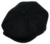 EPOCH Men's Classic 8 Panel Wool Blend Newsboy Snap Brim Collection Hat, Nsb1595 Black, L