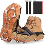 Crampons Ice Cleats Traction, Ice Snow Grips Boot Chains Anti Slip 19 Stainless Steel Spikes Women Men Kids for Winter Outdoor Walking, Jogging, Climbing and Hiking