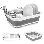 LLygezze Collapsible Drying Dish Storage Rack, Dish Drainer Dinnerware Basket for Kitchen Counter RV Campers Portable Dinnerware Organizer