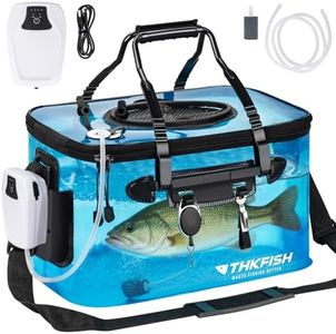 Foldable Transparent Fishing Bucket, 6 Gallon Foldable Bait Bucket, Live Fish Container Multi-Functional Live Fish Bait Bucket, Live Bait Bucket for Fishing Saltwater, Camping, Moving (with Aerator)