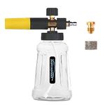 DANCINGBOAR Foam Cannon Compatible with 1/4 Quick Connect Pressure Washer, 1L Adjustable Snow Foam Lance Soap Dispenser with New Generation Adjustable Spray Nozzle (Black & Yellow)