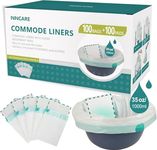 ININCARE Commode Liners with Absorbent Pads，Value Pack 100 Count Universal Fit，Disposable Bedside Commode Liners and Pads for Adult Portable Toilet(100Bags + 100Pads)