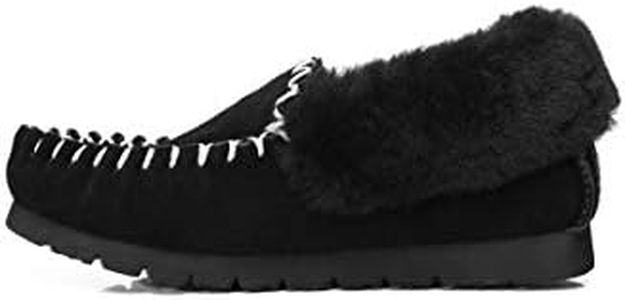 UGG Slippers Women Australian Premium Soft Sheepskin Wool Winter Home Cozy Slipper Popo Moccasin Shoes Black AU Ladies 12 / AU Men 10 / EU 43