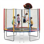 Shopster Basketball Hoop 14 Ft Trampoline with Enclosure net and Poles Safety Pad (14 ft.) for Kids and Adults, Height is 310cm