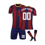 Personalised Football Kit for Kids and Adult, Custom Football Shirts with Your Name and Number Football Training Shirts Shorts Set and socks, Jersey Tracksuit Set,Football Gifts for Boys Youth