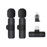 SKADIOO Dual Wireless Microphone Plug and Play, No Need APP & Bluetooth Collar Mic for, iPad, Mac Devices for YouTube, Live Stream & Video Recording (K-9 Double Microphone)