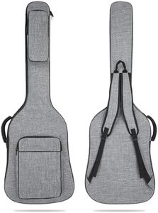 MUZTOP Bass Guitar Bag, 7MM Padding Bass Guitar Gig Bag Padded Soft Electric Bass Guitar Case Backpack with Pockets, Grey