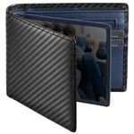 GSG Men's Wallets Genuine Leather RIFD Tri-Fold Wallet with Coin Pocket,14 Credit Card Slots, 2 Banknote Compartments, 2 ID Windows, Minimalist Wallet with Gift Box Navy