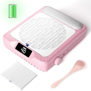 krofaue Nail Dust Collector with Arm Rest - Quiet Nail Vacuum Dust Collector Rechargeable for Salon & Home 40 Speeds Adjustable with Digital Display，Replaceable Filter & Brush