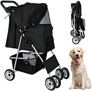 BestPet Pet Stroller Dog Cat Jogger Stroller for Medium Small Dogs Cats Folding Lightweight Travel Stroller with Cup Holder,Black