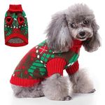 Qpets® Winter Clothes for Dog Knitted Crocheting Sweater for Small Dogs Print Sweater Christmas Suit for Small Dogs Christmas Sweater for Dogs Gift for Dogs (Red, Size: XL)