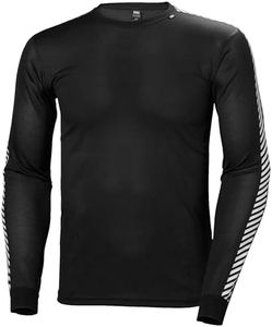 Helly Hansen Mens Lifa Stripe HH Crew Base Layer Top, L, Black