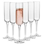 Krosno Crystal Champagne Flutes Glass | Set of 6 | 170 ML | Glamour Collection | Wine Glasses Gift Box Cocktail Glasses Prosecco Glasses | Perfect for Home, Restaurants and Kitchen | Dishwasher Safe