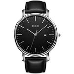 BUREI Ultra Thin Minimalist Modern Mens Watch Classy Date Gents Watch with Classic Simple Design of Big Face Soft Band