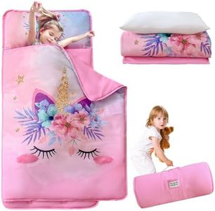 KINBEDY Toddler Nap Mats for Preschool Daycare Pink Unicorn Kids Sleeping Bag with Pillow and Blanket, Toddlers Girls Sleeping Mats Roll up Nap Pad Toddler Sleep Mat for Travel Camping