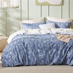 Bedsure Duvet Cover Queen Size - Reversible Infinity Blue Duvet Cover Set with Zipper Closure, Cute Floral Bedding Comforter Cover, 3 Pieces, 1 Duvet Cover 90"x90" and 2 Pillow Shams 20"x26"