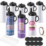 Cafultgo Pack Sublimation Tumblers Blanks Cups Water Bottle 20 OZ White Straight Stainless Steel Tumbler with Metal Straw and Lid for Tumbler Heat Press Machine Sublimation Print (8PCS)